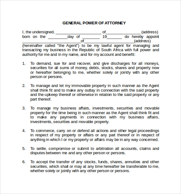 10 Blank Power Of Attorney Forms To Download Sample Templates