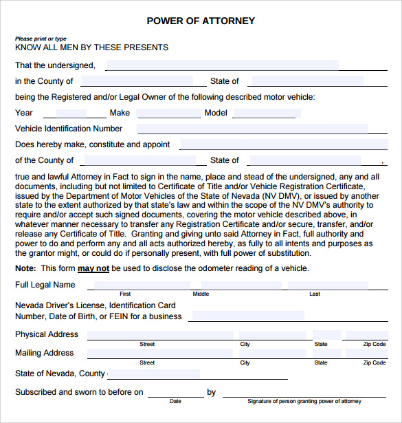 10 Blank Power of Attorney Forms to Download | Sample Templates