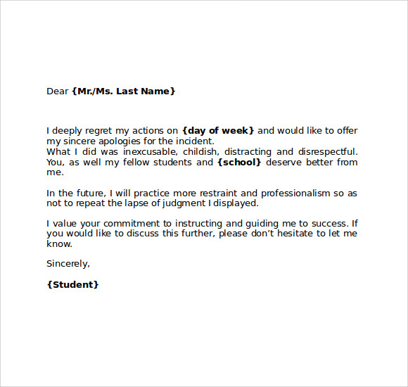 FREE 6 Apology Letter To School In PDF MS Word