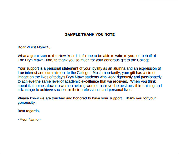 write a thank you note college essay