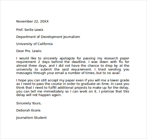 Apology Letter To Professor from images.sampletemplates.com