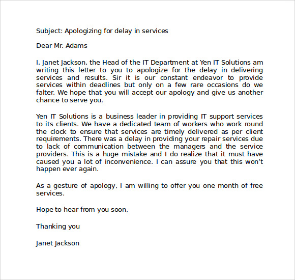 Business Apology Letter - 7+ Download Free Documents in PDF , Word