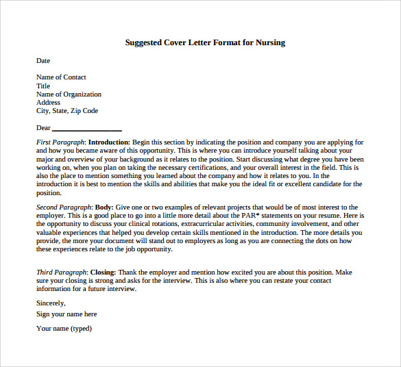 nursing cover letter template example