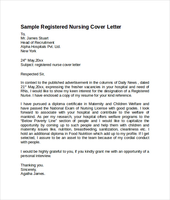 registered nurse cover letter format