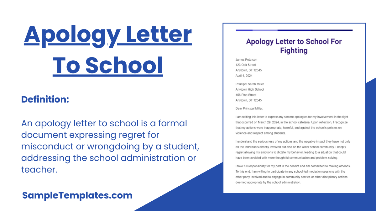 Apology Letter to School