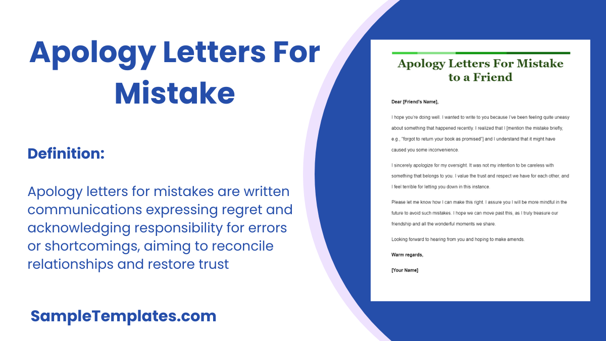 Apology Letters For Mistake