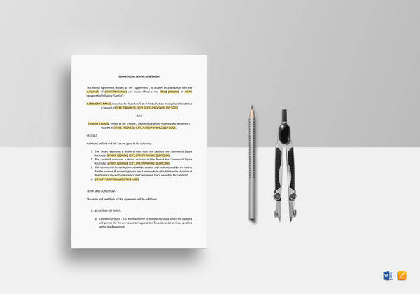 commercial rental agreement template in google docs