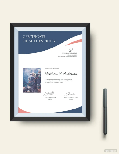 creative artist authenticity certificate template