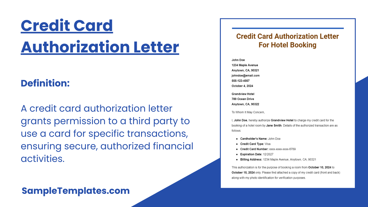 Credit Card Authorization Letters