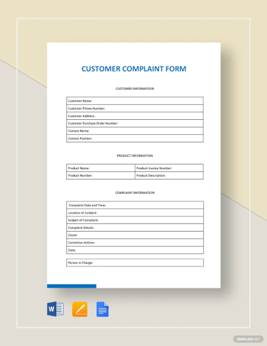 customer complaint form template