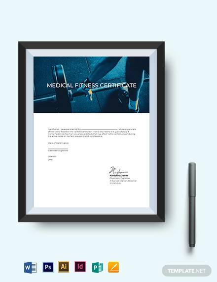 fitness medical certificate template