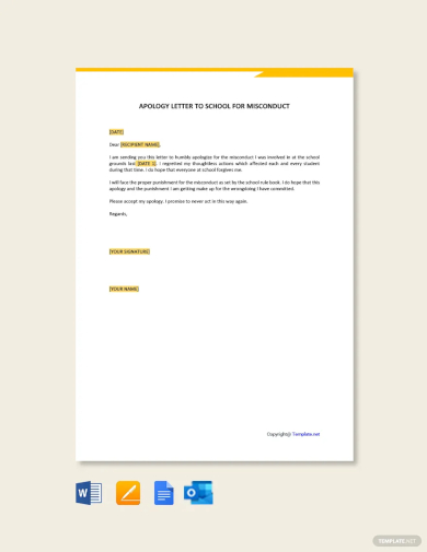free apology letter to school for misconduct template