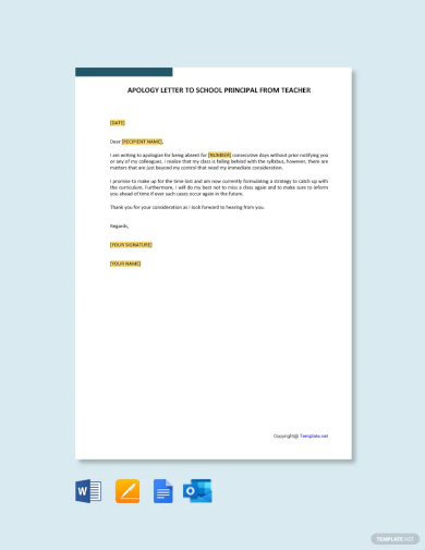 free apology letter to school principal from teacher template