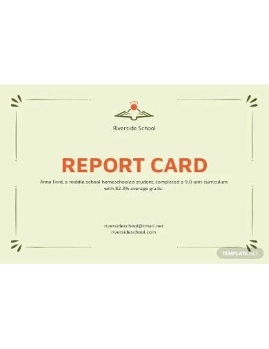 homeschool middle school report card template