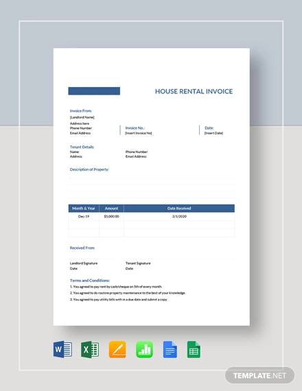 rental invoice template microsoft word