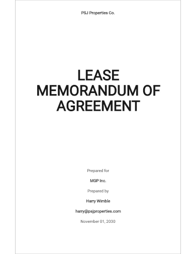 lease memorandum of agreement template