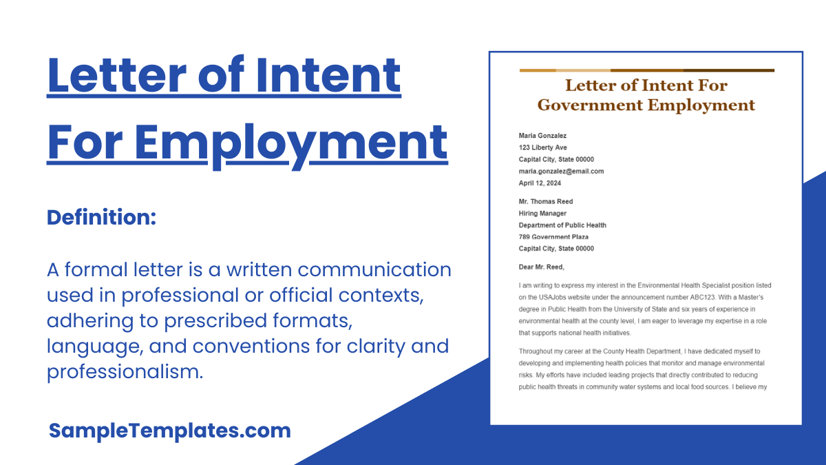 Letter of Intent For Employment