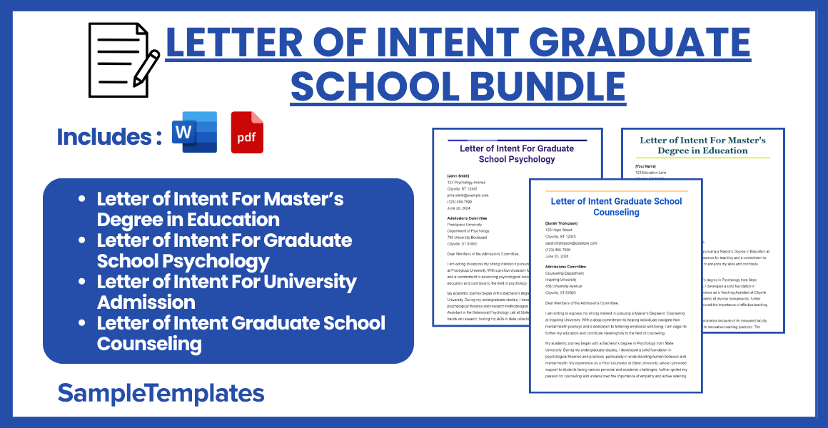 letter of intent graduate school bundle