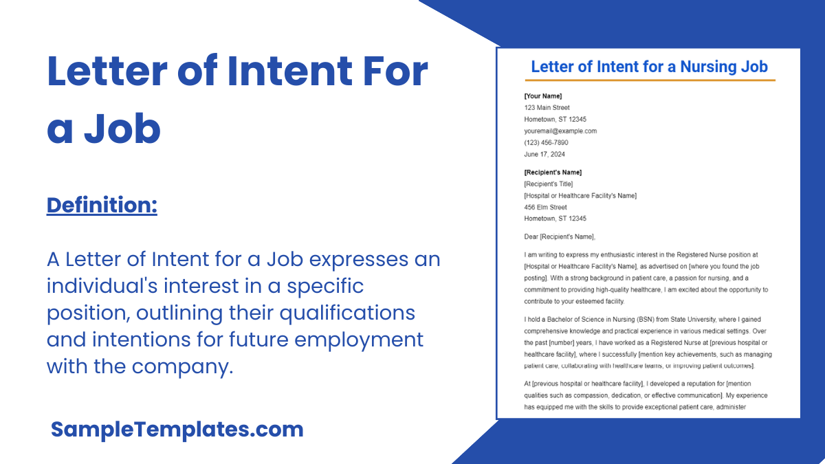 Letter of Intent for a Job