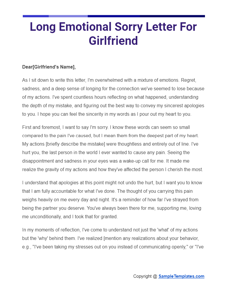 long emotional sorry letter for girlfriend