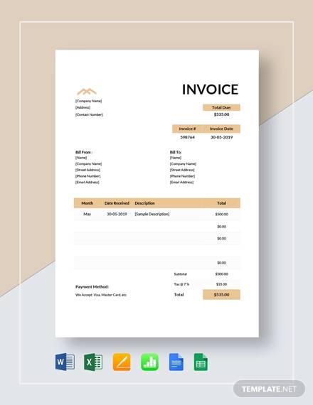 USA Hermes invoice template in Word and PDF format, fully