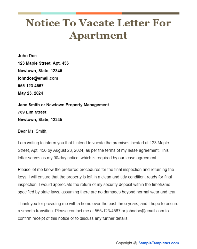 notice to vacate letter for apartment