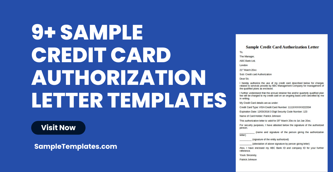 sample credit card authorization letter template