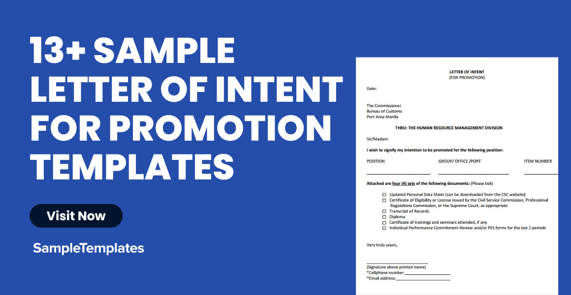 sample letter of intent for promotion templates