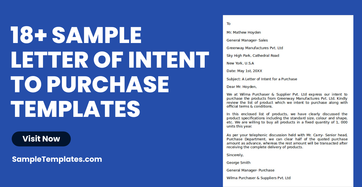 sample letter of intent to purchase templates