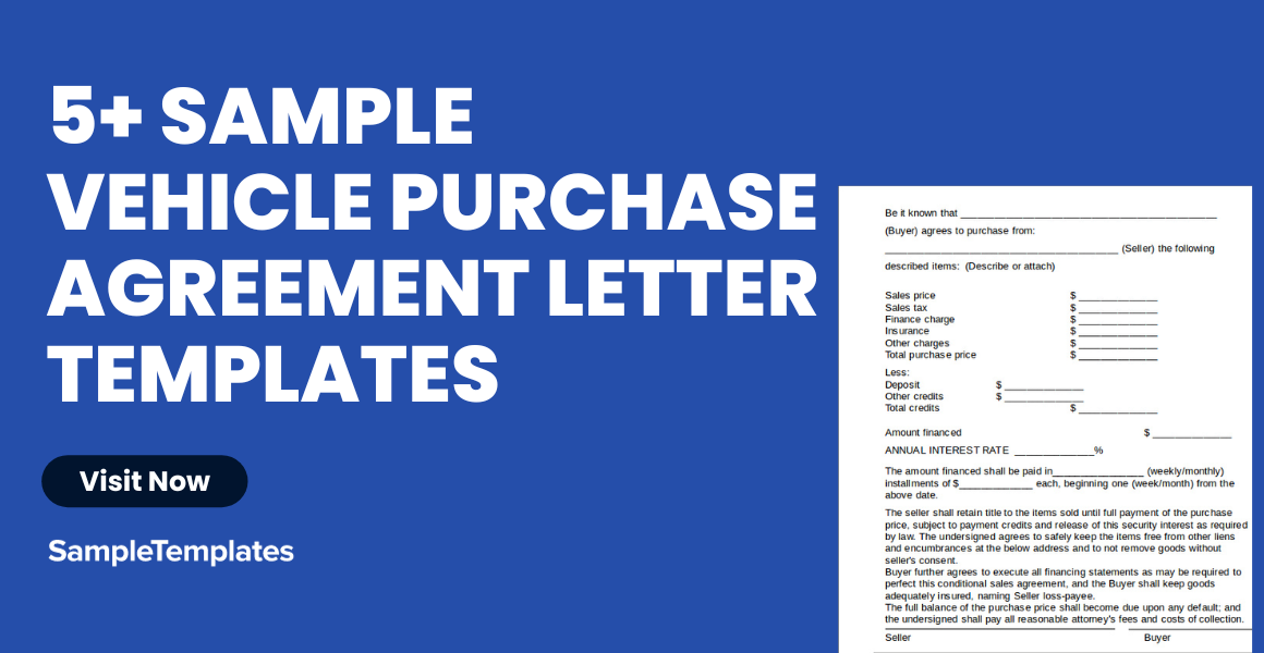 sample vehicle purchase agreement letter template