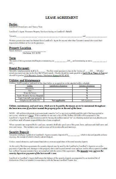simple lease agreement in ms word