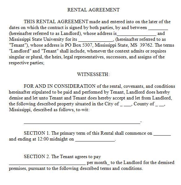 standard lease agreement in ms word