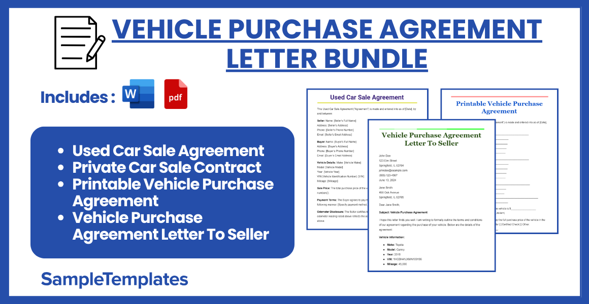 vehicle purchase agreement letter bundle