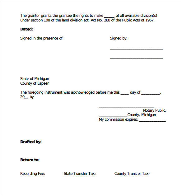 contact form templates 7 in Sample   Deed Documents Template Warranty Form Free 9