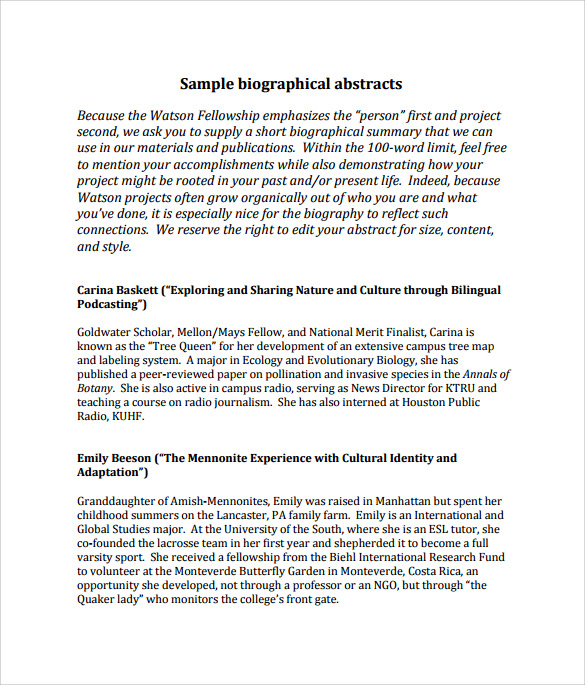 sample of how to write biography