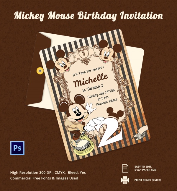 micky mouse invitation card template 