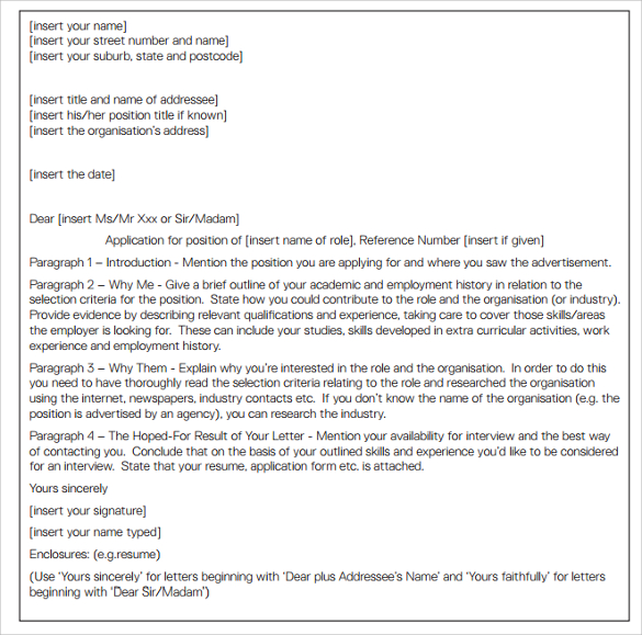 FREE 14+ Application Cover Letter Templates in MS Word | PDF