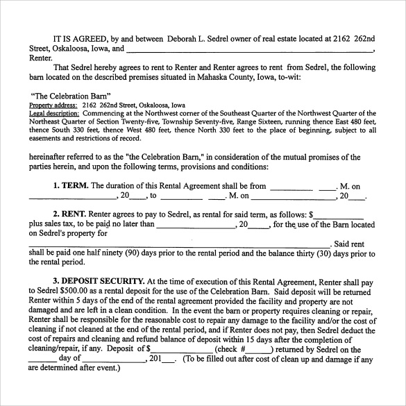 sample pdf generic rental agreement