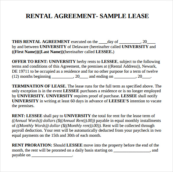 8-sample-basic-rental-agreements-sample-templates