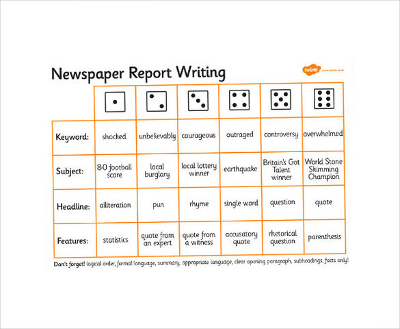 writing newspaper report template