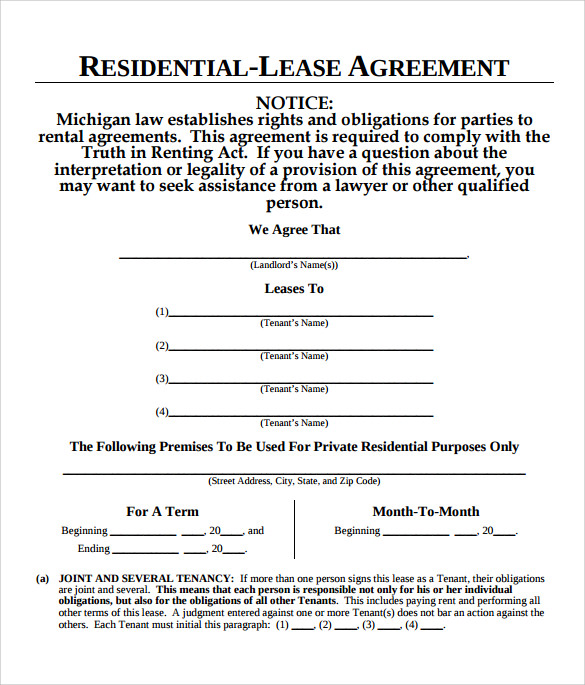 FREE 6+ Sample Blank Lease Agreements in PDF MS Word