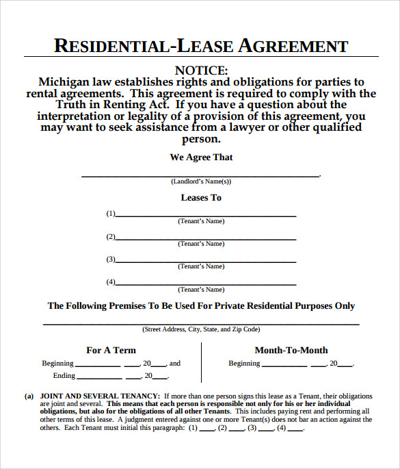 FREE 6 Sample Blank Lease Agreements In PDF MS Word