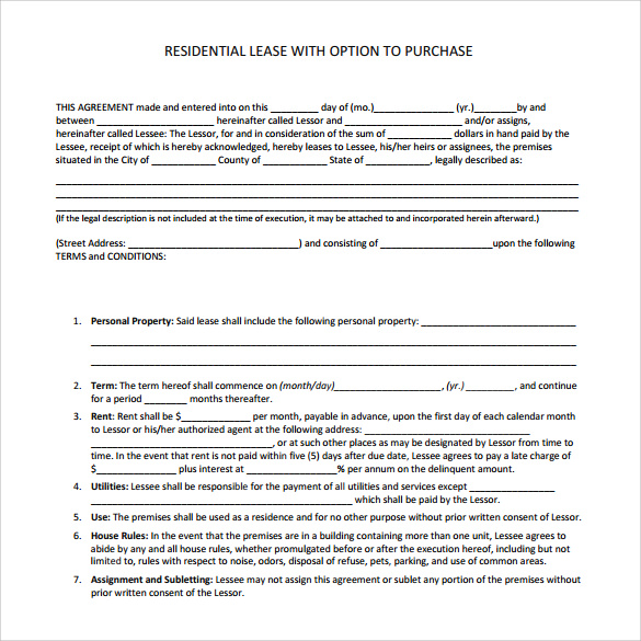 Lease Purchase Agreement Example