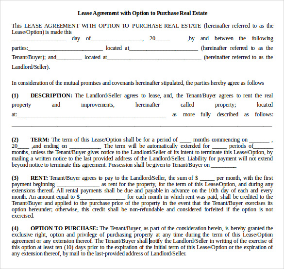 FREE 10+ Sample Lease Purchase Agreement Templates in PDF MS Word