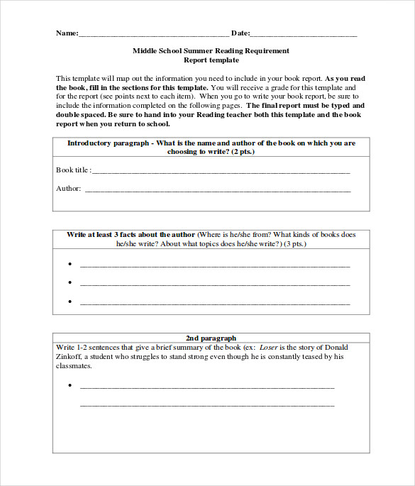 FREE 9 Sample Middle School Book Reports In PDF MS Word