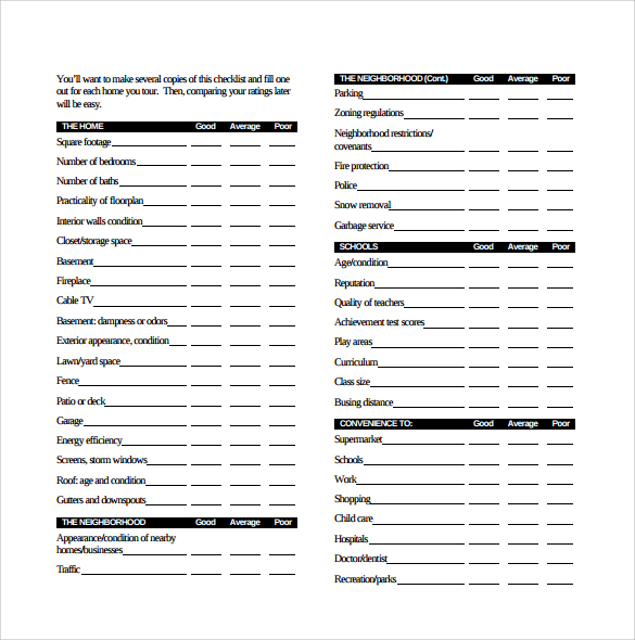 House Hunting Checklist  Home Buyers Pick Must Haves (Printable PDF)