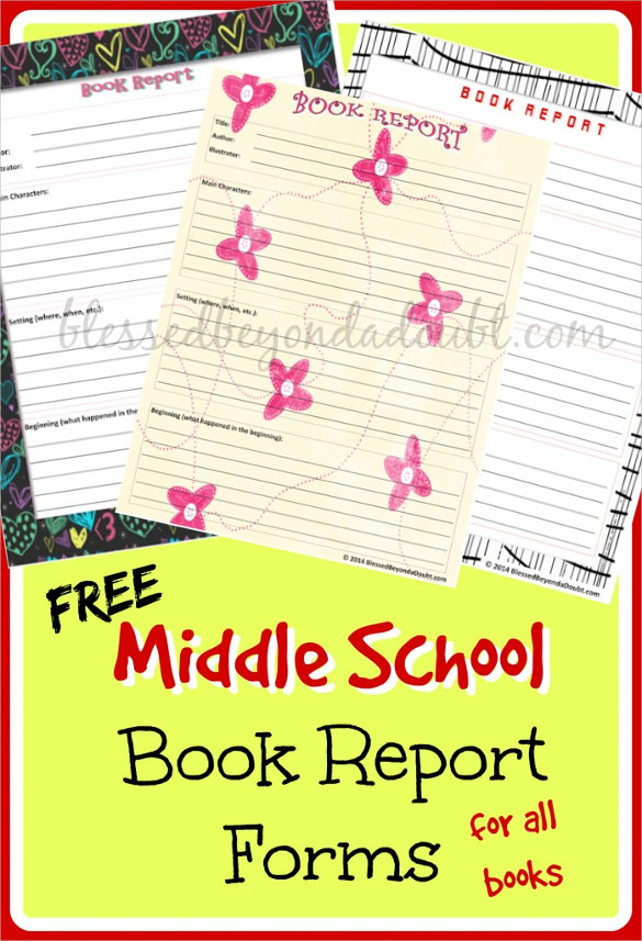 best middle school book report template