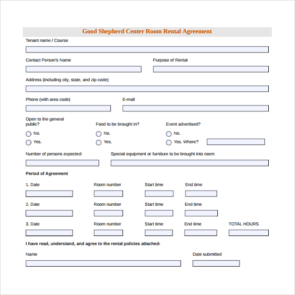 room rental agreement to download pdf