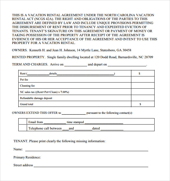 downloadable vacation rental agreement