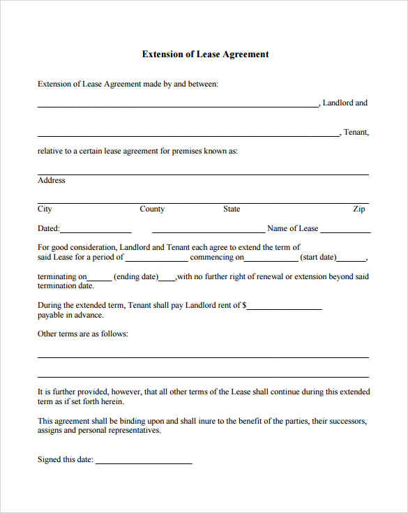 FREE 9 Lease Extension Agreement Templates In PDF FREE 9 Lease Extension Agreement Templates In PDF